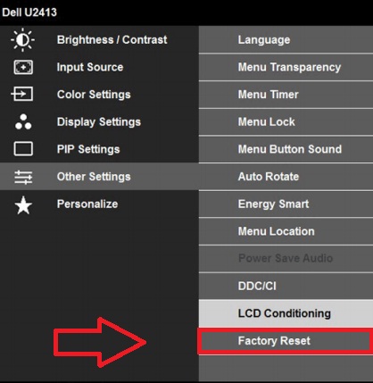 Reset Monitor to Factory Settings